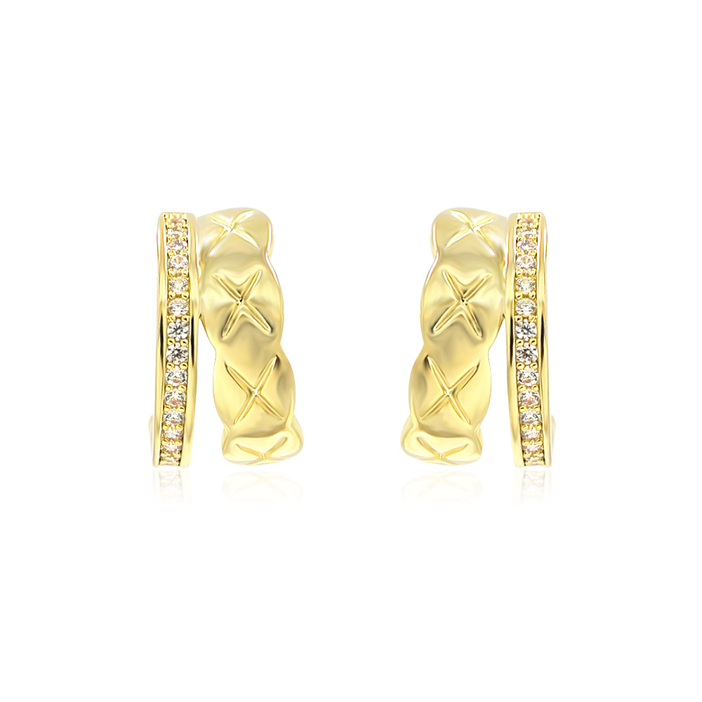 Yellow Gold Plated Hoop Post Earrings